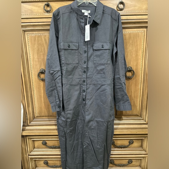 Outerknown SEA suit storm gray long sleeve utility jumpsuit linen blend SMALL - Picture 2 of 8